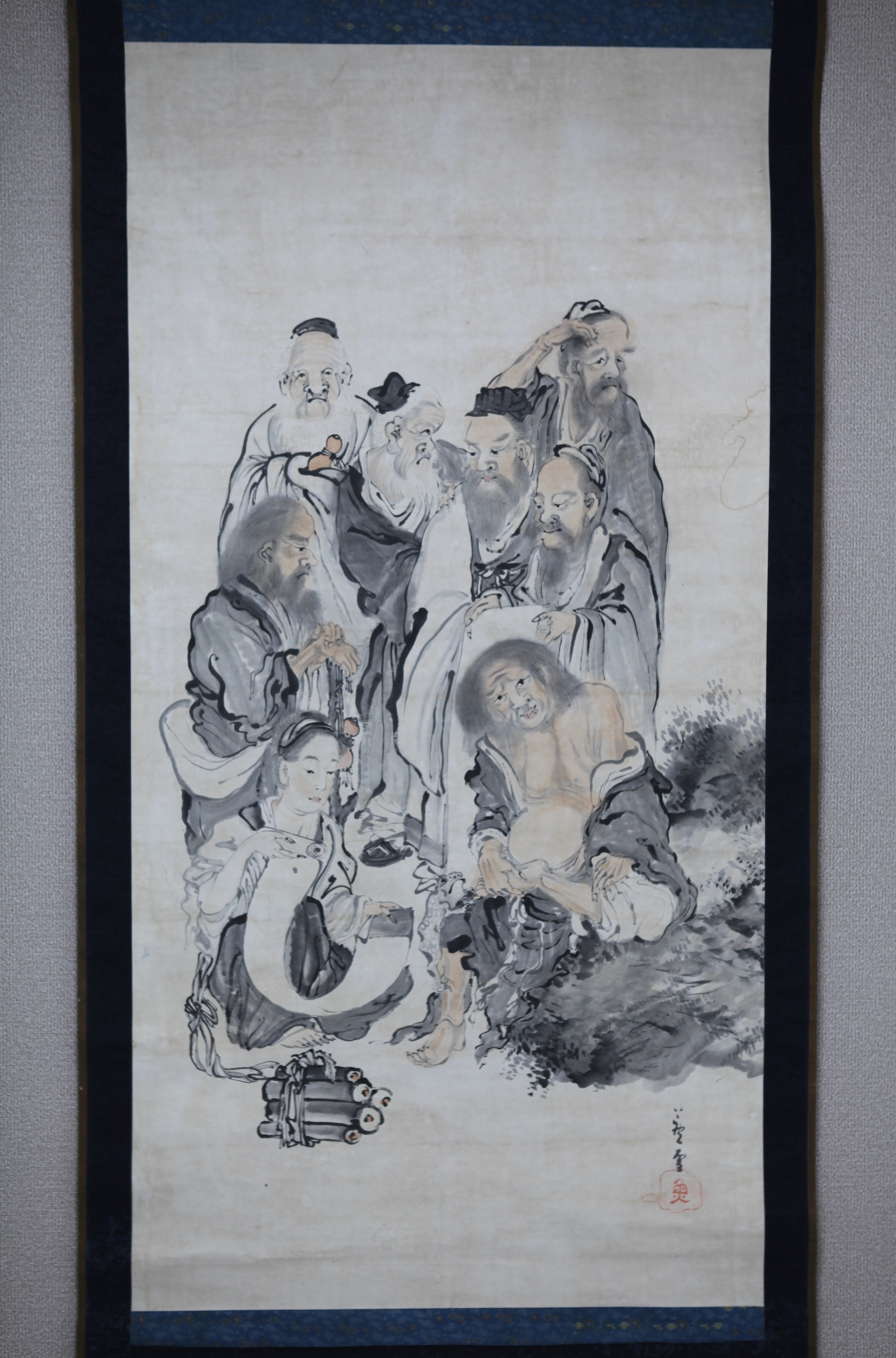 真作】掛軸「長沢芦雪 布袋図酔筆」江戸中期 奇想派 円山応挙