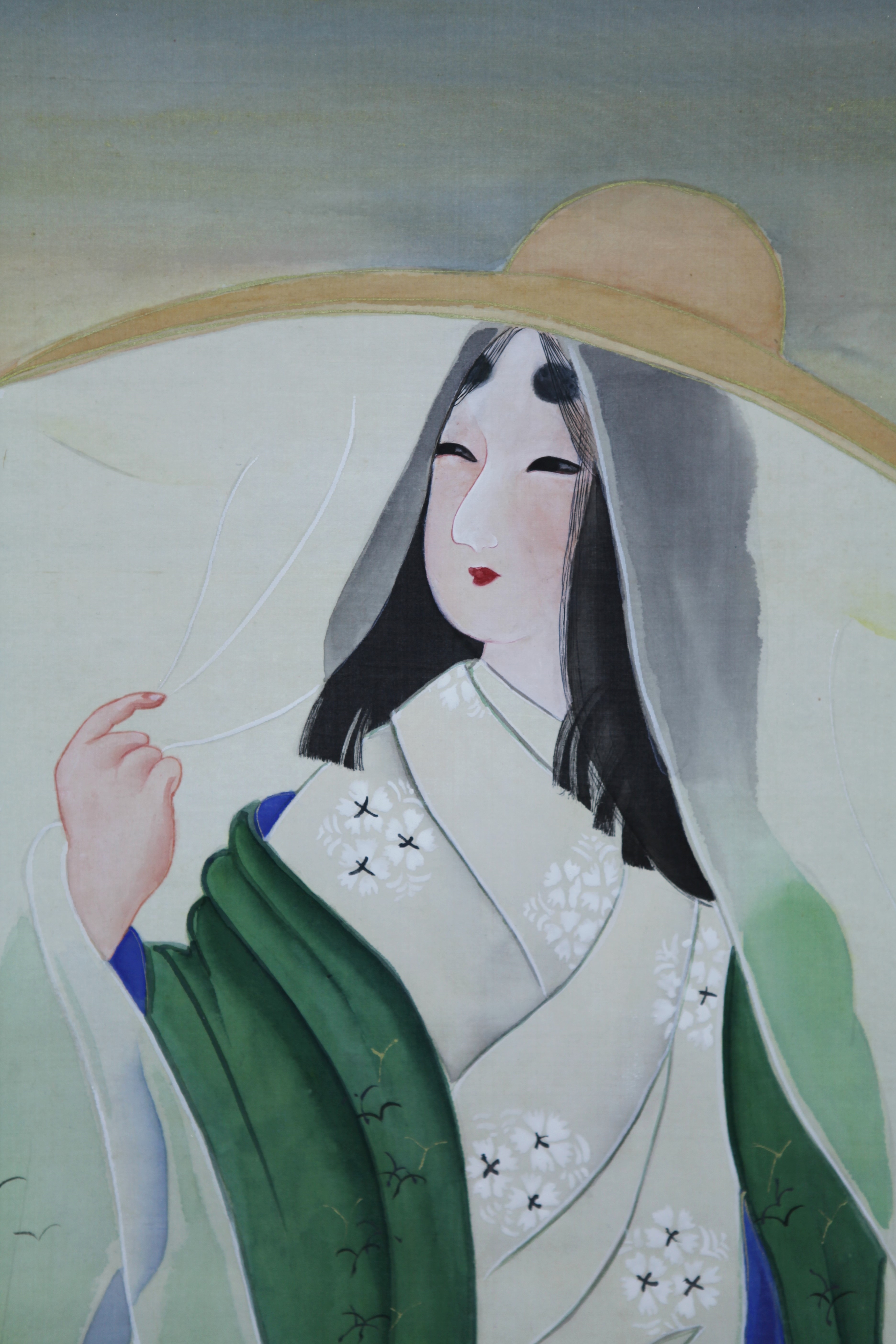 蔵出】上村松園 「紅葉美人図」◎肉筆絹本 自題共箱◎京都出身 文展