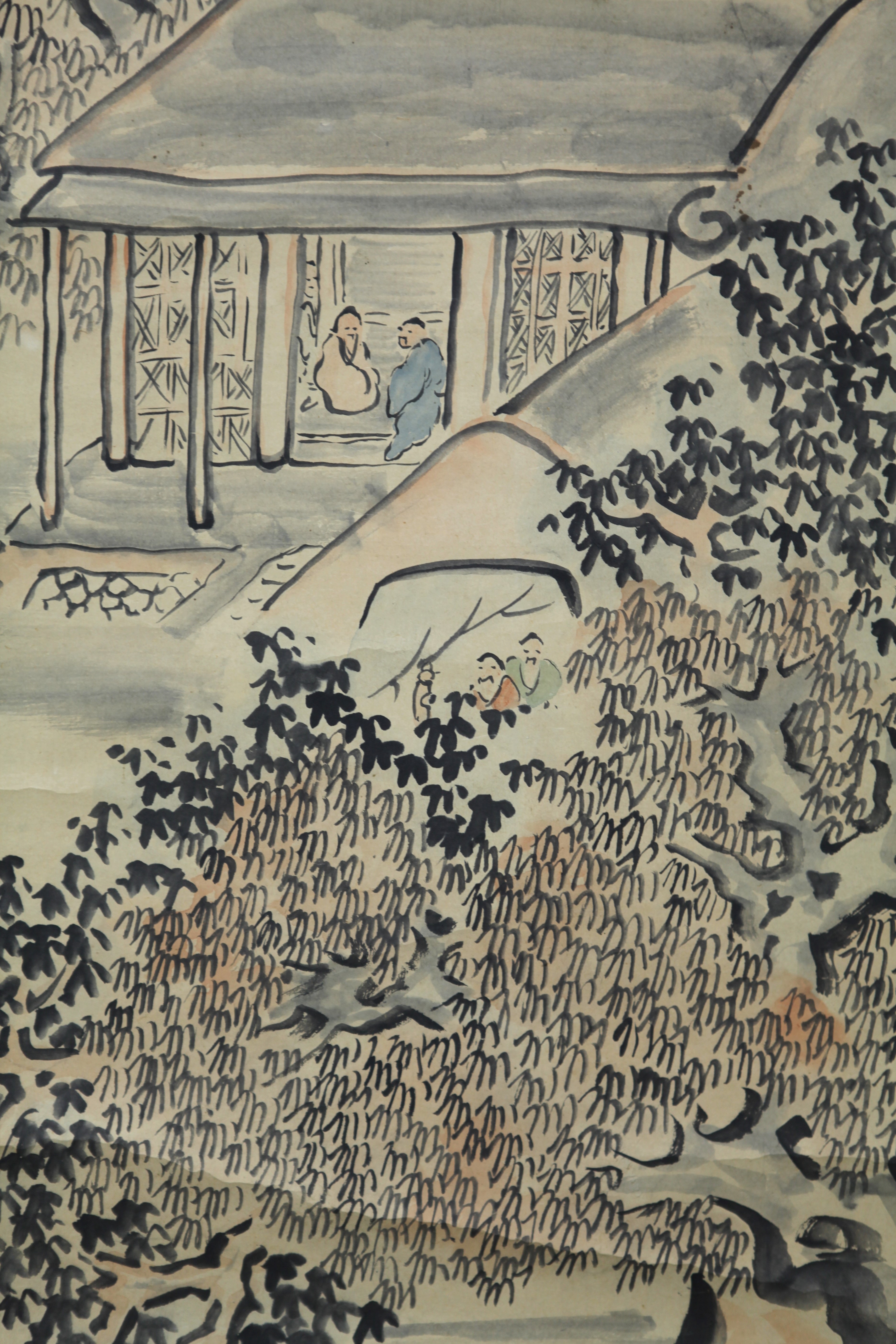 真作】【風車】 八島万里 「客主琴書図」◎肉筆紙本◎江戸時代後期