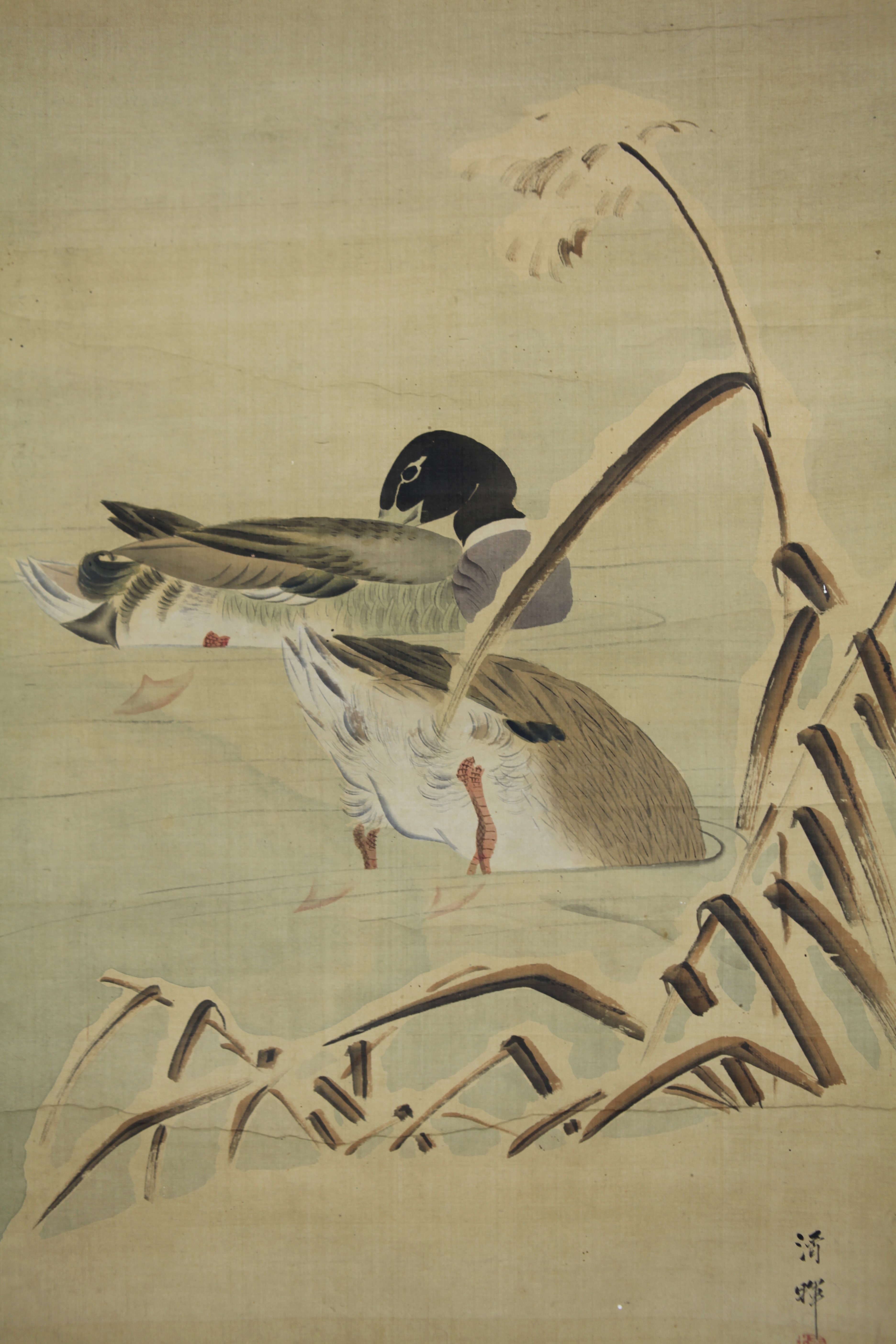 鍬塚勉【長崎港秋色】肉筆画 真作】【風車】 横山清暉 「月下芦雁図」◎肉筆絹本◎江戸