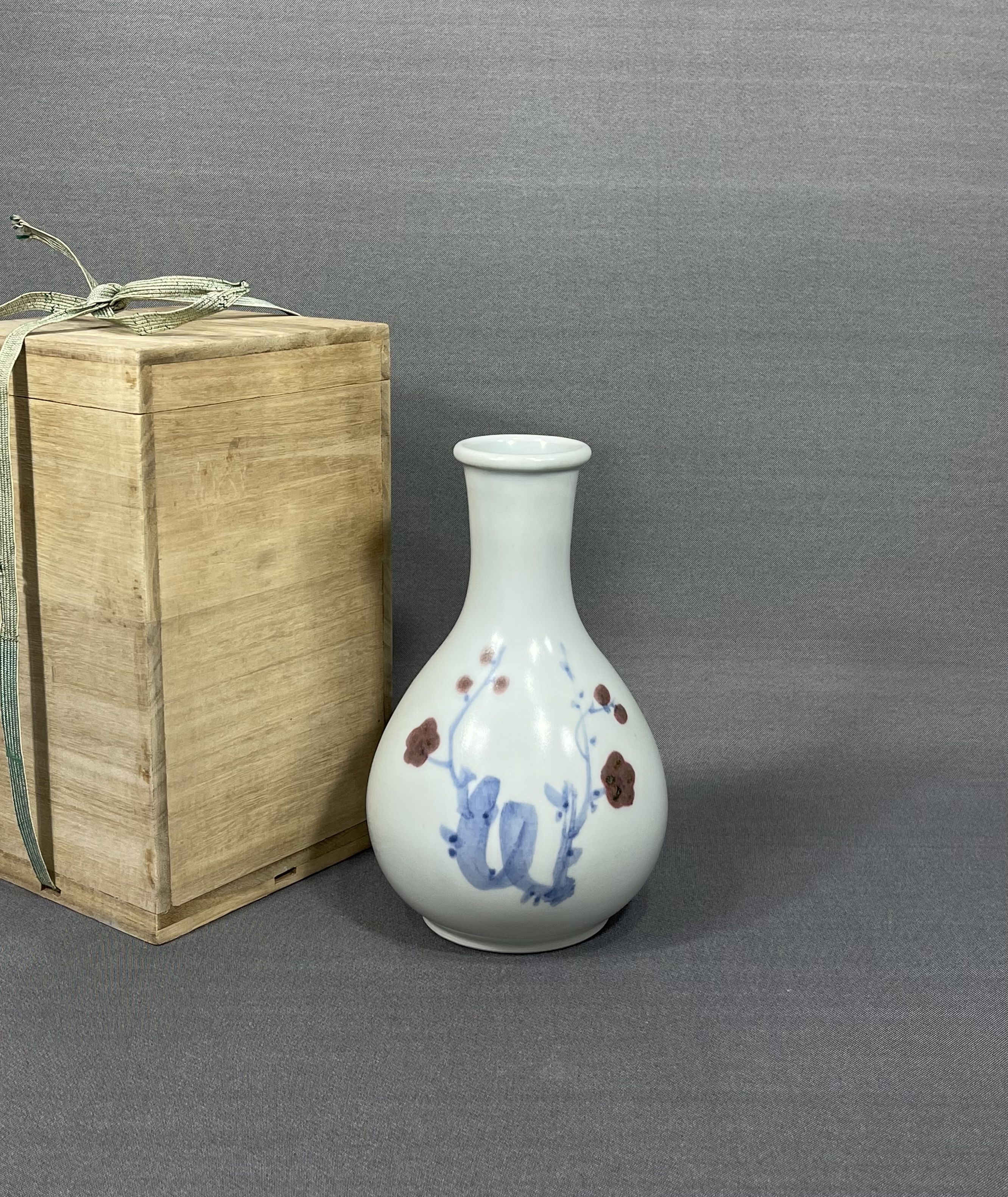 現代高麗青磁 沙音 金文植 作 象嵌松鶴文筒瓶（傘立） - 工芸品