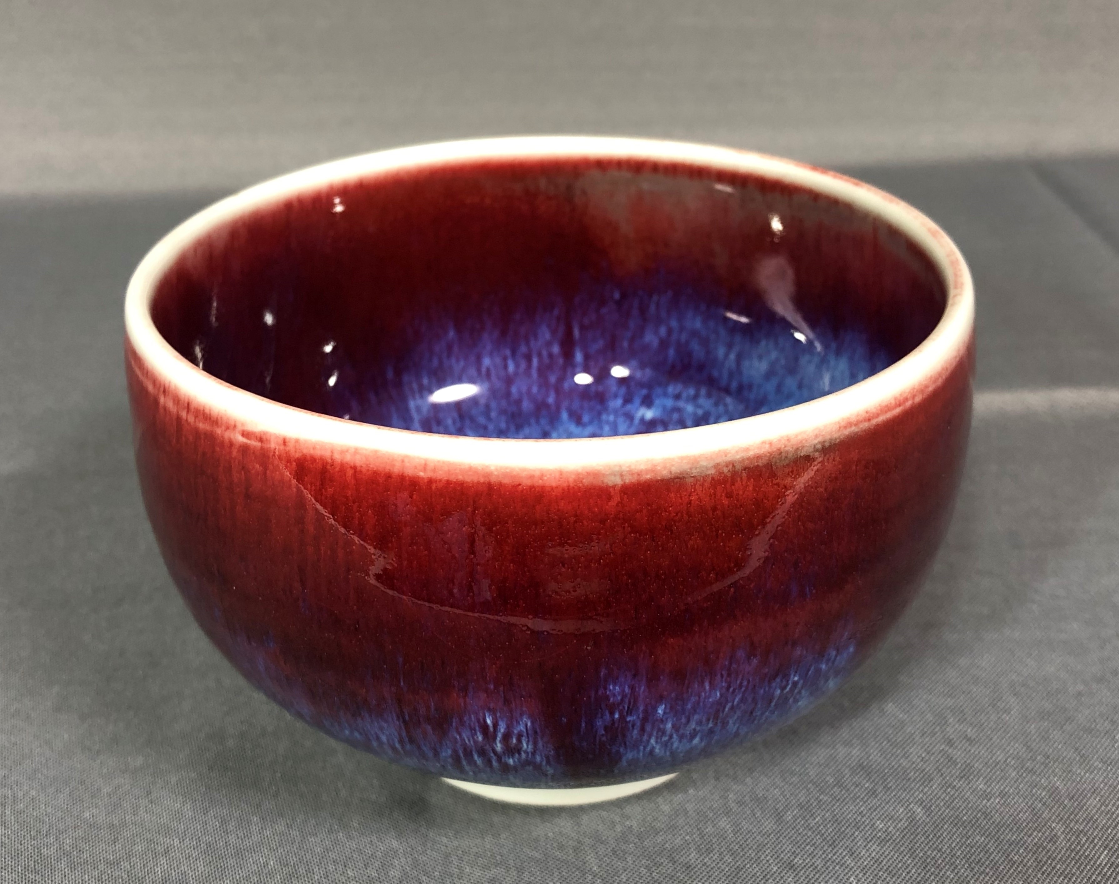 嘉宝】加藤唐九郎 辰砂茶碗△茶道具 黄布△陶芸家 巨匠 愛知県生 日本