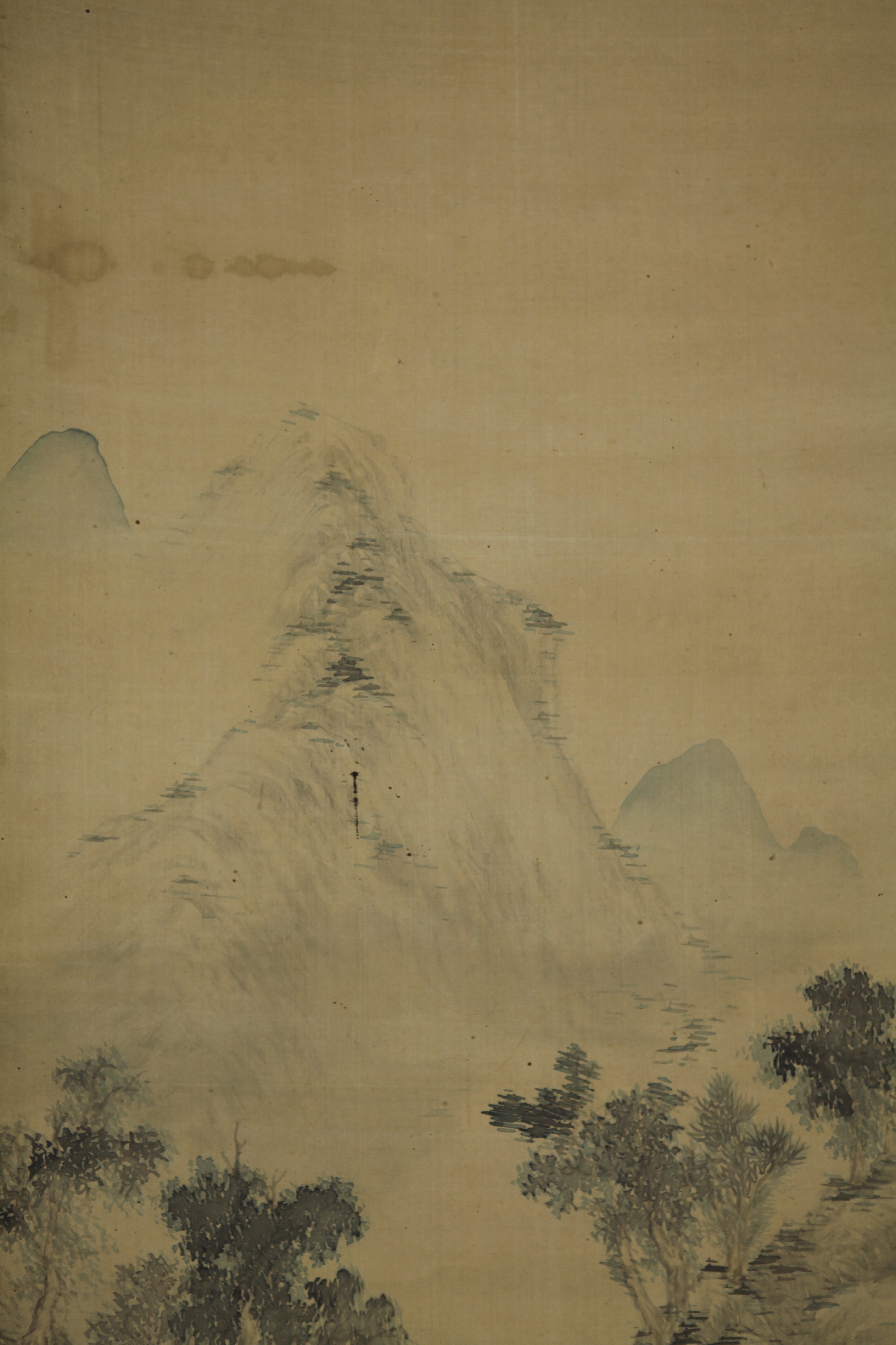 蔵出】鱸東洲 輝 「春渓釣人」◎肉筆絹本◎中国画 朝鮮画 李朝美術