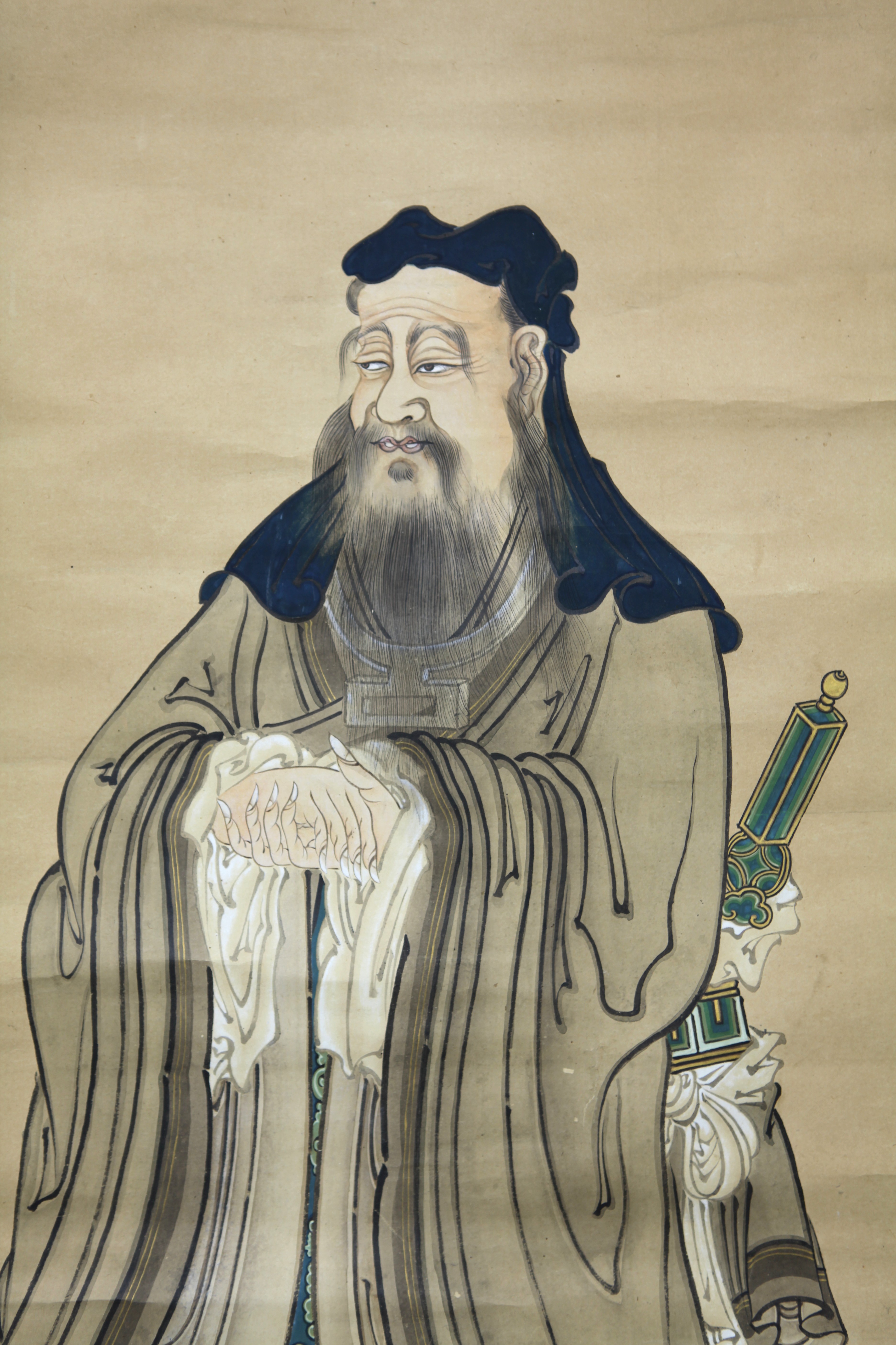 真作】【風車】 榊原文翠 「孔子の像」◎肉筆紙本◎幕末明治期 東京の