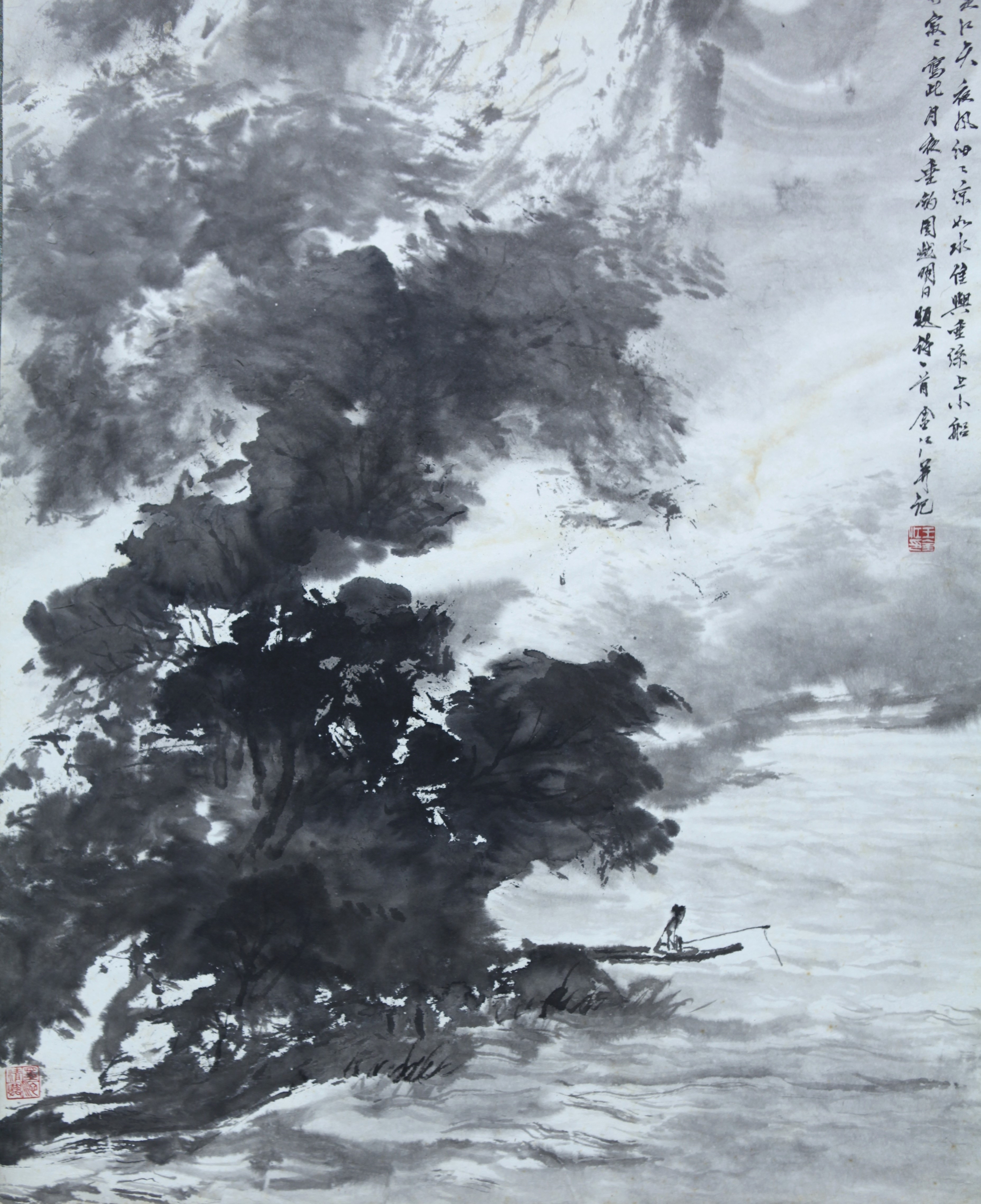 中国現代書画家 呉雅君氏作品『荷塘清趣』図 肉筆真作保証 表装前 中国現代書画家 呉雅君氏作品『荷塘清趣』図 肉筆真作