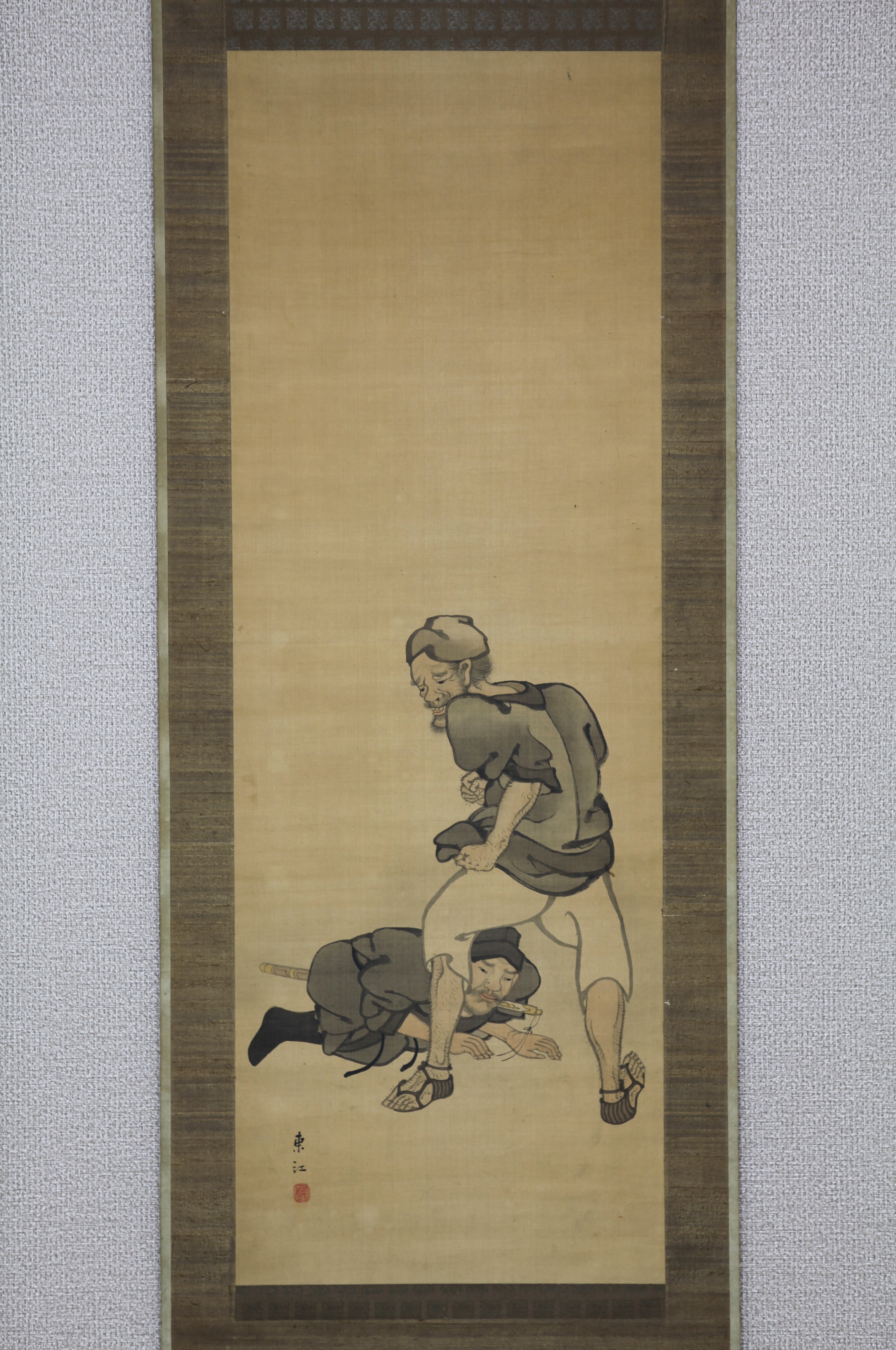 真作】【風車】 沢田東江 「韓信の図」◎肉筆絹本◎江戸時代中期-後期