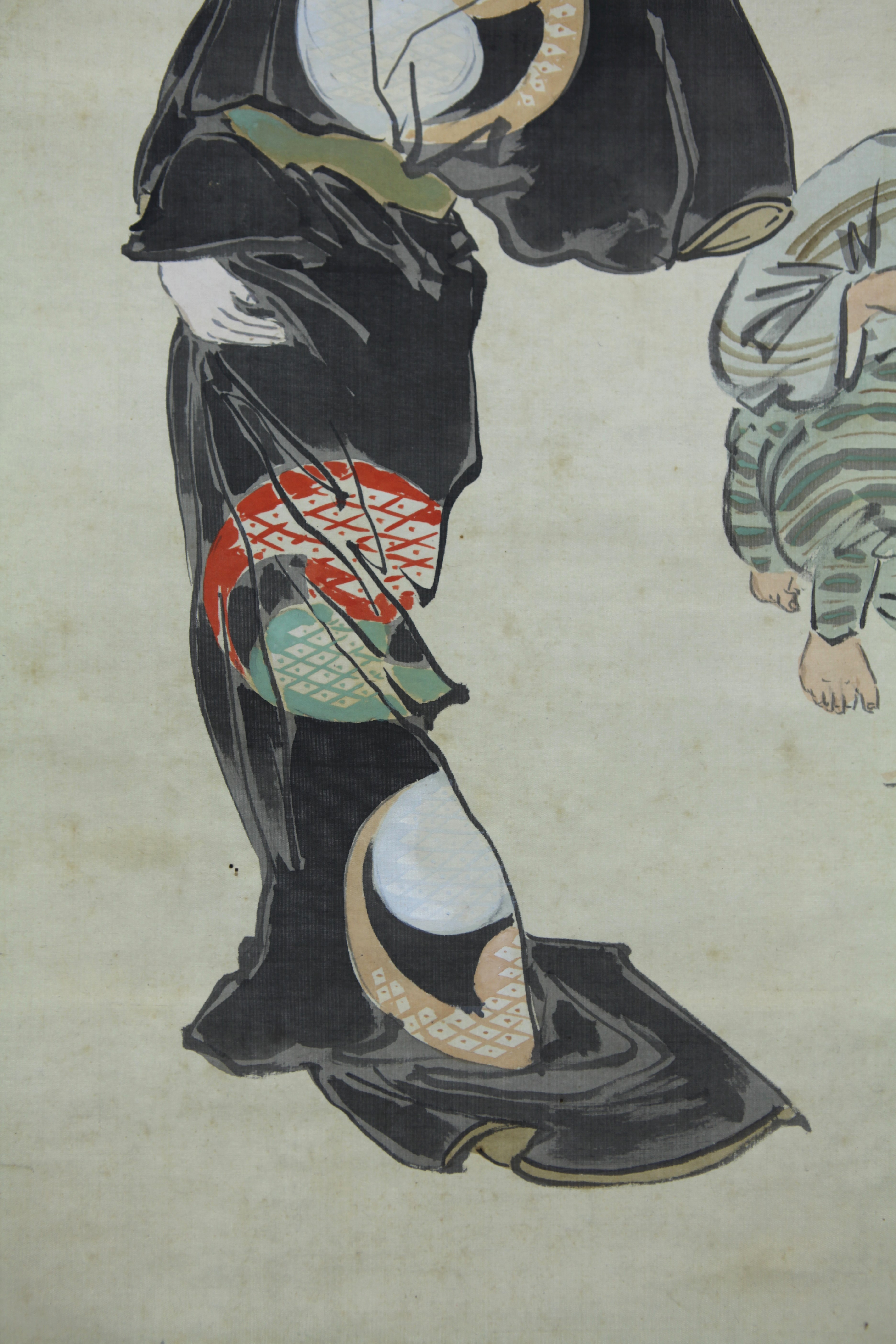 松村松僊　肉筆！掛軸　真作 水墨画 月と牛と農夫 松村松僊 肉筆！掛軸 真作 水墨画 月と牛と農夫