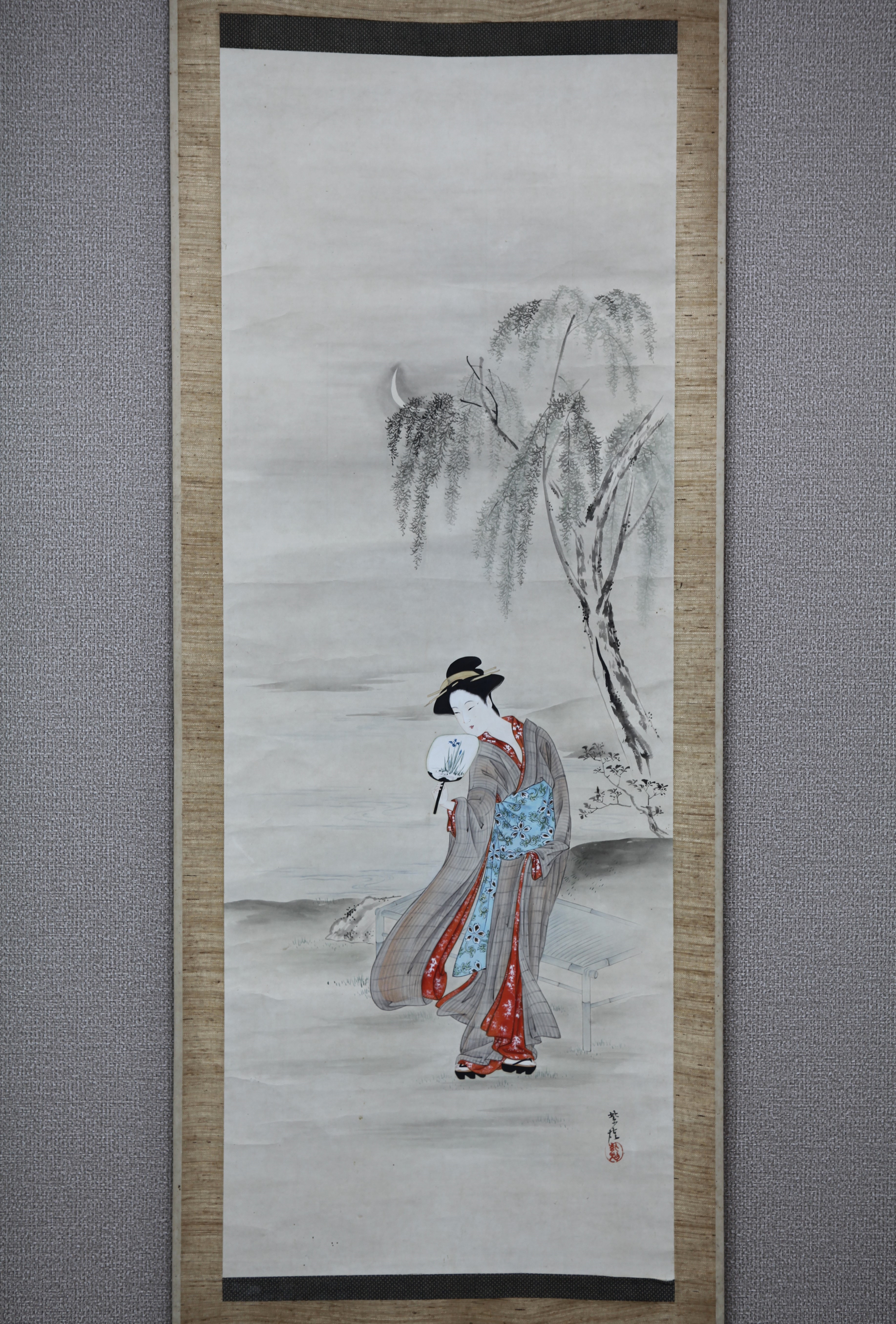 蔵出】佐藤紫煙 「平安美人図」◎肉筆紙本◎岩手県人 滝和亭師事